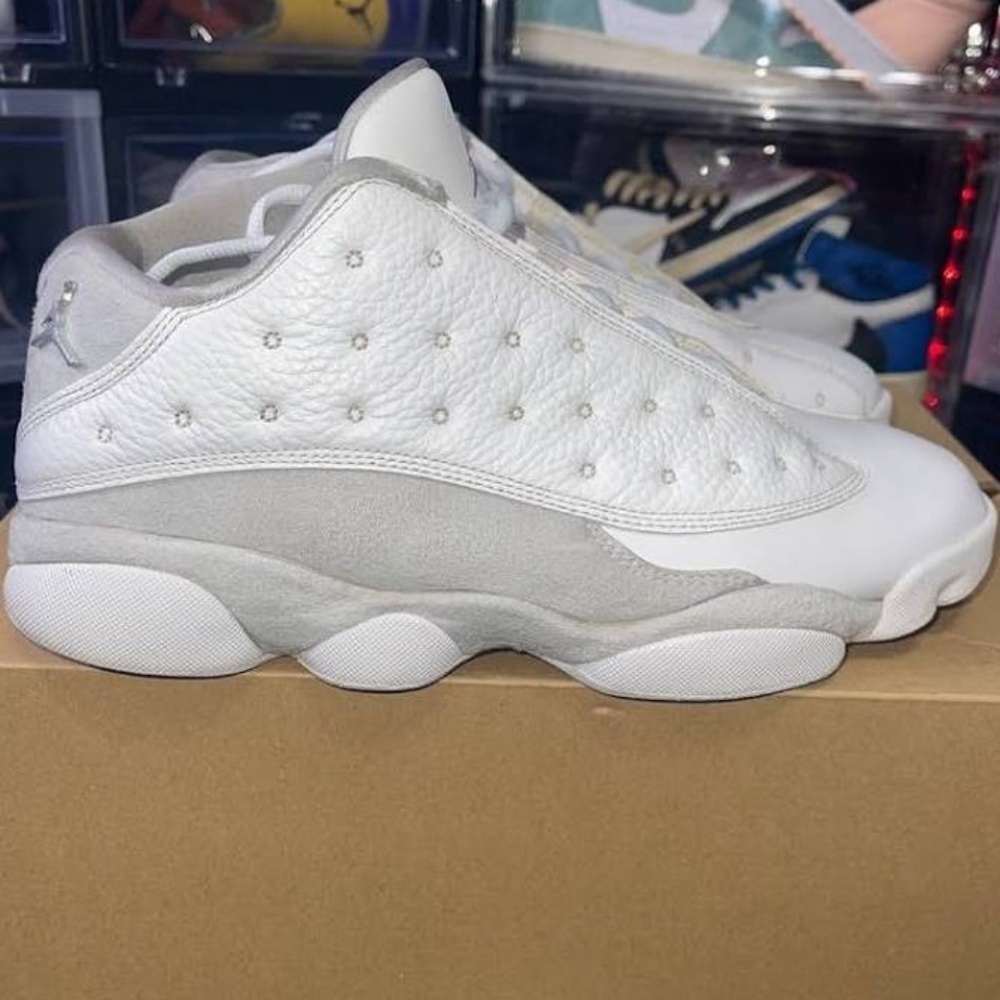 White and grey Jordon 13 retro